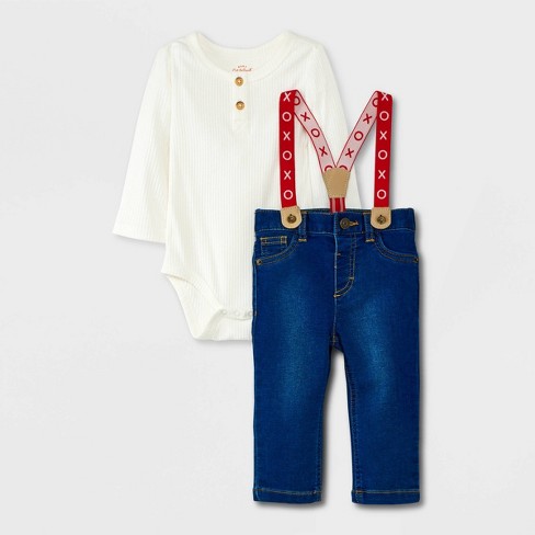 Jeans with suspenders for best sale baby boy