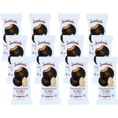 Justin's 2 Dark Chocolate Crispy Peanut Butter Cups Organic - Case of 12/1.32 oz