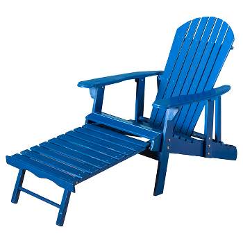 Hayle Reclining Wood Adirondack Chair with Footrest - Blue - Christopher Knight Home