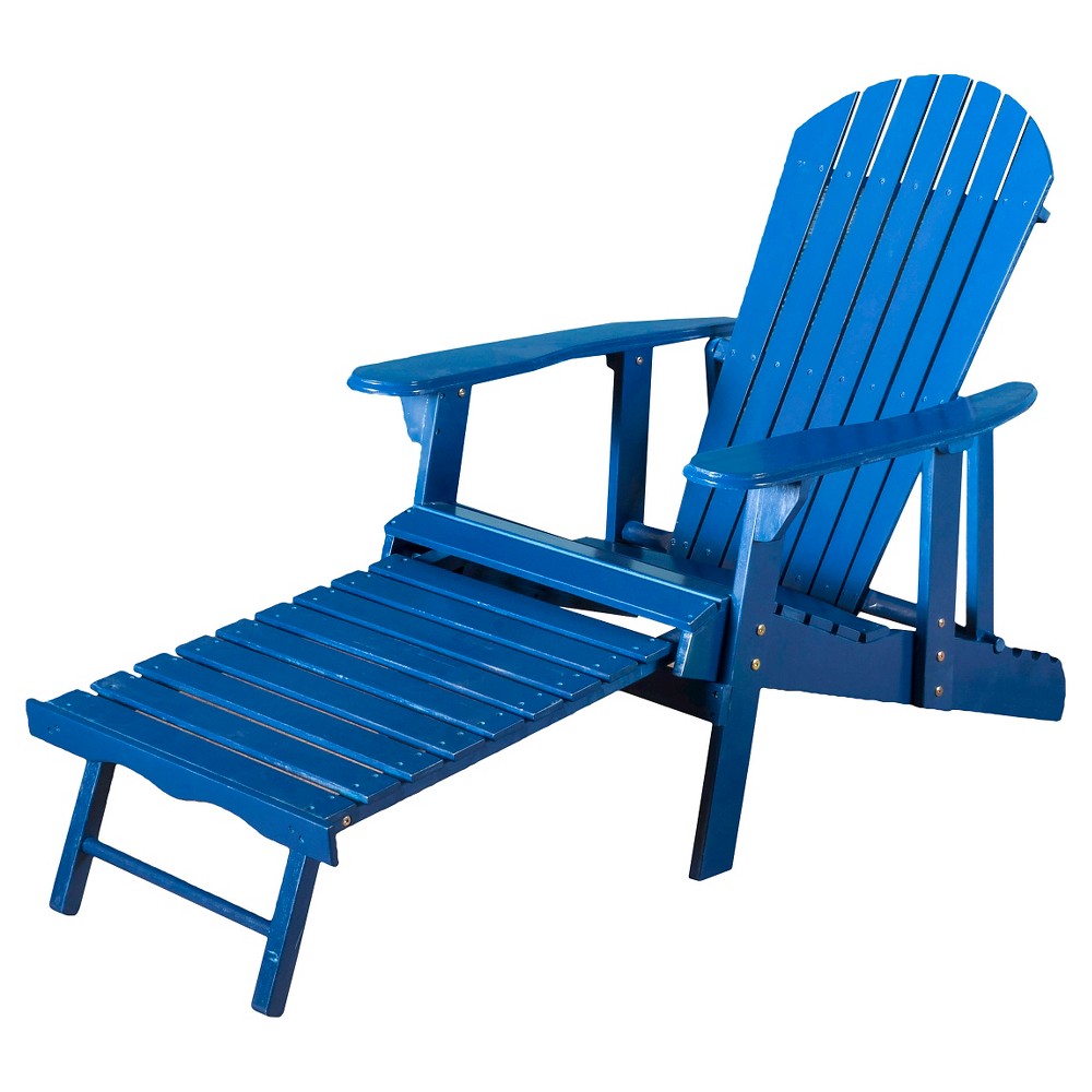 Photos - Garden Furniture Hayle Reclining Wood Adirondack Chair with Footrest - Blue - Christopher K