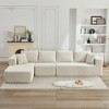 137.8" Corduroy Upholstery L-Shaped Cloud Modular Sectional Sofa with Left Chaise and Pillows, All-Foam Compression Design - 3 of 4