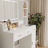 Gulches White Vanity Tables with Adjustable Mirror and Integrated Power Outlet - 3 of 4