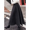 Women's Wool A-Line Maxi Skirt - Fall Winter Swing Pleated Long Skater Skirt Pocket-black - 4 of 4