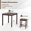 Costway 5 PCS Bar Table Set Square Dining Table & 4 PVC Leather Upholstered Bar Stools Brown/White - 3 of 4