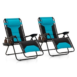 Captiva Designs XXL Zero Gravity Chair Set of 2, 28" Wide Padded Recliners with Cup Holder, Foldable Outdoor Lounge Chairs - 1 of 4
