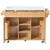 LOVSON 52''Recessed Kitchen Island with Folding Flap, Power Outlet, Adjustable Shelves, and Dual-Door Dual-Drawer Kitchen Storage Cart, Natural - 2 of 4