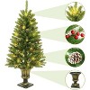 Coucheta 4-Piece Pre-Lit Christmas Decor Set with 2Pcs 4Ft Trees, Wreath & Garland, LED Lights with Pine Cones for Outdoor Porch Door Decor - 3 of 4