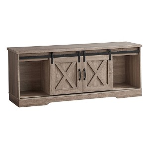 Wood Look TV Stand for TVs up to 60" with Barn Style Sliding Doors - EveryRoom - 1 of 4
