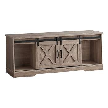 Wood Look TV Stand for TVs up to 60" with Barn Style Sliding Doors - EveryRoom