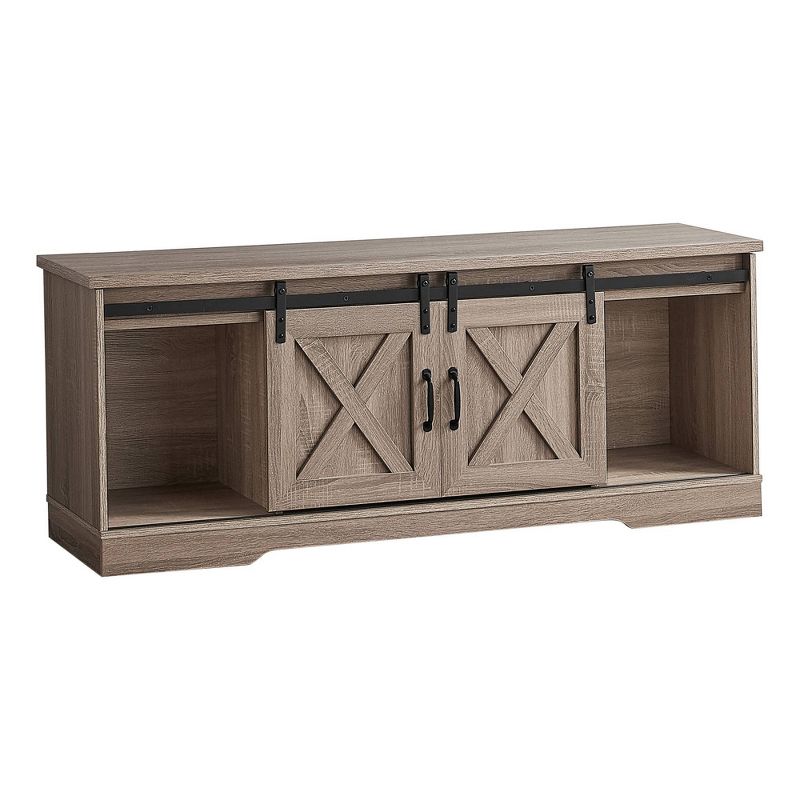 Wood Look TV Stand for TVs up to 60" with Barn Style Sliding Doors - EveryRoom, 1 of 6