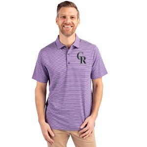 Colorado Rockies Cutter & Buck Forge Eco Heather Stripe Stretch Recycled Mens Polo - College Purple Heather - 2X Large - 1 of 1
