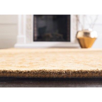 Handmade Tufted Gold and Beige Wool Area Rug 3' x 5'