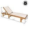 Trabuco Coastal Modern Acacia Wood Mesh 3-Position Outdoor Chaise Lounge Set with Side Table - JONATHAN Y - 4 of 4
