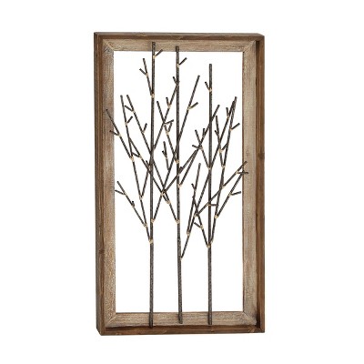 36" x 20" Contemporary Bamboo Branch Iron and Wood Wall Décor - Olivia & May