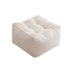 Itopfox Square Stuffed Pouf Ottoman, Corduroy Poufs with Foam Chunk Filling, Furry and Fluffy Foot Stool Storage Ottoman, Floor Poufs Foot Rest - 1 of 4