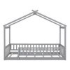 TIRAMISUBEST Twin/Full Size Wood Bed House Bed Frame with Fence and Guardrails, Kids Floor Bed Montessori Bed Platform Bed with Wood Slats Support - 3 of 4