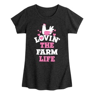 Girls' - Instant Message - Lovin The Farm Life Fitted Short Sleeve Graphic T-Shirt - 1 of 4