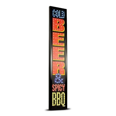 Cold Beer and Spicy BBQ Framed LED Sign Black/Red - Crystal Art Gallery