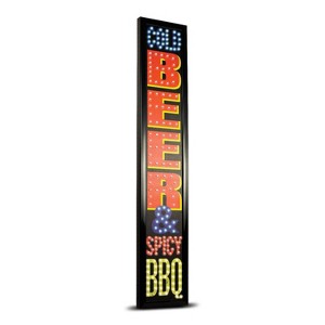 30.9" x 5.9" Cold Beer and Spicy BBQ Framed LED Sign Black/Red - American Art Decor - 1 of 4