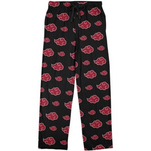 Naruto Shippuden Akatsuki Cloud Symbol AOP Men’s Black Sleep Pajama Pants - 1 of 2