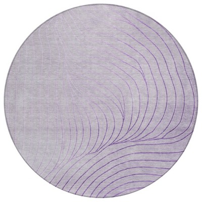 Lavender And Silver Abstract Washable Indoor Outdoor Area Rug