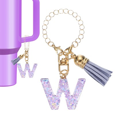 Unique Bargains Resin Lightweight Decorative Sparkling Purple Sequins Tumbler Cup Charm
