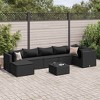 vidaXL Patio Lounge Set Black PE rattan, Powder-coated steel, Tempered glass - 2 of 4