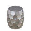 21" Height Aluminum Modern End Table with Hand-Hammered Hexagonal Pattern and Oval Base for Living Room - 3 of 4