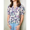 Women's Ecru Top With Irises - entro - 3 of 4