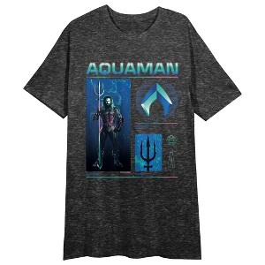 Aquaman (2023) Women's Black Heather Short Sleeve Sleep Shirt - 1 of 2