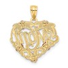 Black Bow Jewelry 14k Two Tone Gold and White Rhodium Mom Heart with Roses Pendant, 19mm - 3 of 4