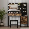 Makeup Vanity with Lights in 3 Colors,Vanity Table with Charging Station of 2 USB Ports & Outlets,Vanity Desk with Large Mirror,Drawers & Shelves - 2 of 4
