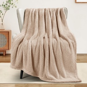 Aoibox Soft Fleece Throw Blanket for Couch, Super Soft Velvet Plush Bed Blanket, Fuzzy Cozy and Warm for All Seasons, Camel - 1 of 4