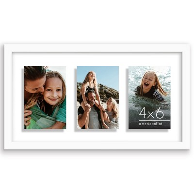 Americanflat 4x6 Collage Picture Frame - Fits Three 4x6 Photos or use as One 9x17 Frame -- Collage Frames with Floating Effect - White