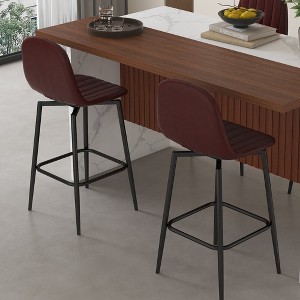 KWPZQEB Bar Stools Set of 2, PU Padded Seat with Swivel Mechanism, Counter Height Bar Stools with Back Support & Metal Legs for Bar, Kitchen Islands - 1 of 4