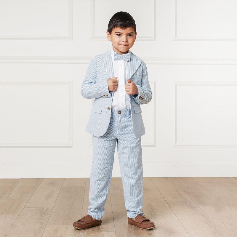 Hope & Henry Boys' Organic Cotton Seersucker Suit Pant, Toddler, 3 of 12