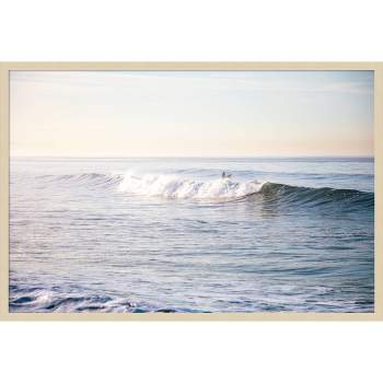 41"x28" Santa Monica Beach IV by Laura Marshall Wood Framed Wall Art Print Brown - Amanti Art