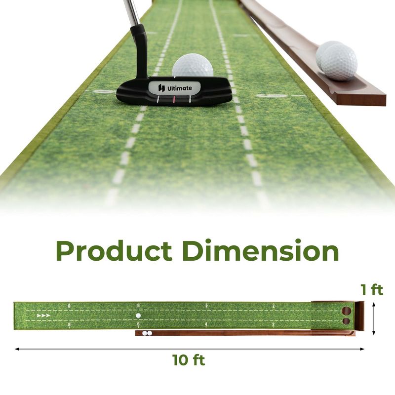 Costway Putting Green Practice Golf Putting Mat with Auto Ball Return and 2/3 Hole Sizes, 3 of 10