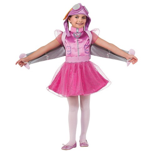 amscan 9909114 Girls Dress Paw Patrol Skye Halloween Costume, Pink, 4-6  Years