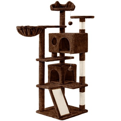 Yaheetech 57"H Plush Cat Tree Condo for Kittens/Small Cats