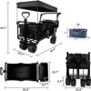 VisioGear Collapsible Wagon with Removable Canopy, Folding Wagon Cart with Cooler Bag, for Camping Beach Shopping, Black, 35"*20"*45" - 3 of 4
