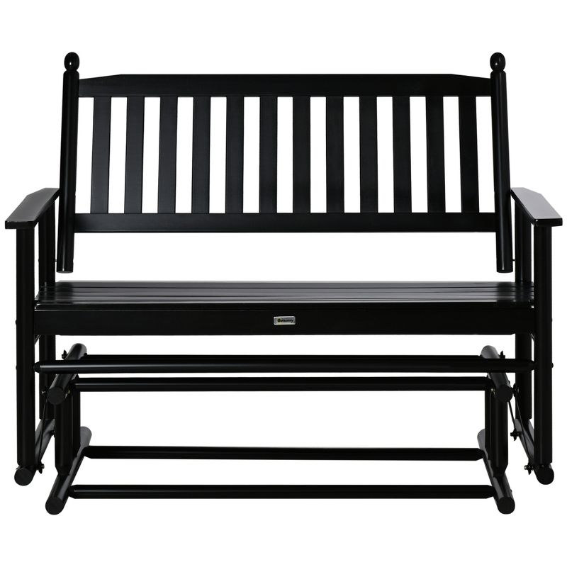 Outsunny Patio Glider Bench, Outdoor Swing Rocking Chair Loveseat with Wooden Frame, 4 of 7