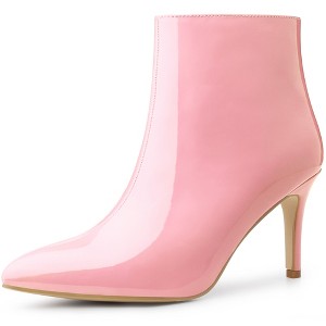 Allegra K Women's Pointed Toe Size Zipper Stiletto High Heel Ankle Boots - 1 of 4