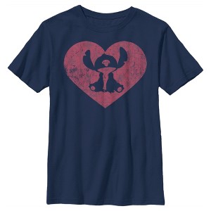 Boy's Lilo & Stitch Valentine's Day Heart Distressed T-Shirt - 1 of 4