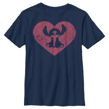 Boy's Lilo & Stitch Valentine's Day Heart Distressed T-Shirt