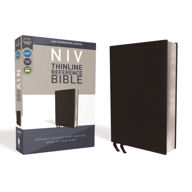 NIV, Thinline Reference Bible, Bonded Leather, Black, Red Letter Edition, Comfort Print - by  Zondervan (Leather Bound), 1 of 2