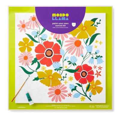 20"x20" Paint-Your-Own Canvas Kit Floral - Mondo Llama™