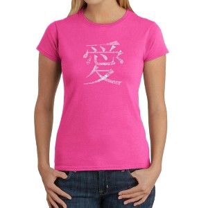 LA Pop Art Women's Word Art T-Shirt - The Word Love in 44 Languages Pink Large - 1 of 4