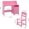 Garvee Kids Desk and Chair Set-Study Desk for Kids with Hutch, Storage Cabinet, Wooden Children Study Table,Pink - 2 of 4