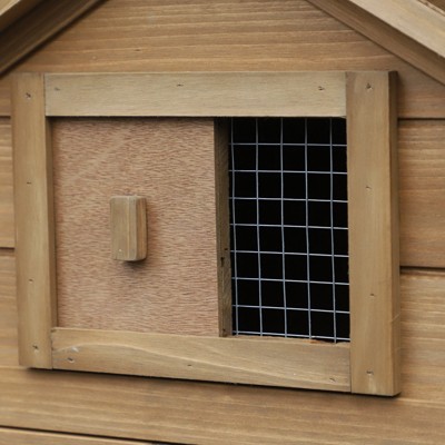 Small Natural Wood Outdoor Chicken Coop with Nesting Box